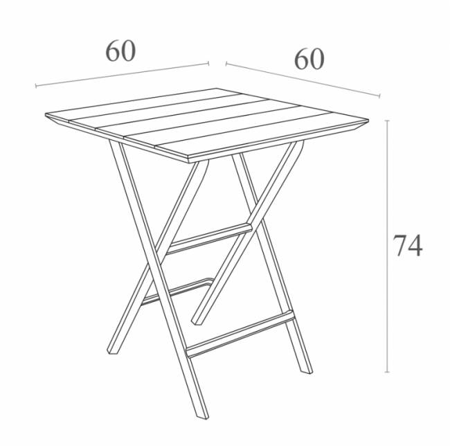 Стол пластиковый складной Helen Folding Table 60 марсала 600х600х740 мм