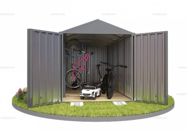 Хозблок SKOGGY секционный с двускатной крышей 4 х 2 м, цинковый
