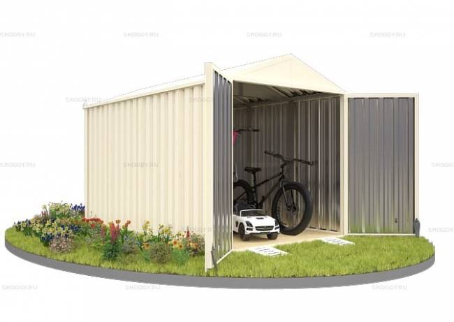 Хозблок SKOGGY секционный с двускатной крышей 4 х 2 м, слоновая кость