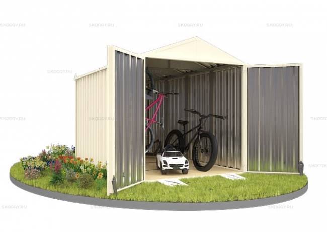 Хозблок SKOGGY секционный с двускатной крышей 4 х 2 м, слоновая кость