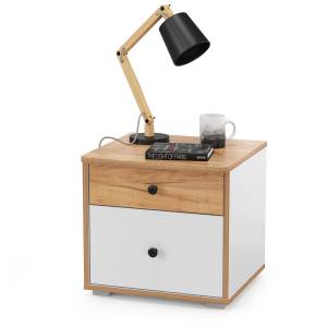 Тумба прикроватная Вуди 13.287 цвет белый премиум/дуб крафт золотой