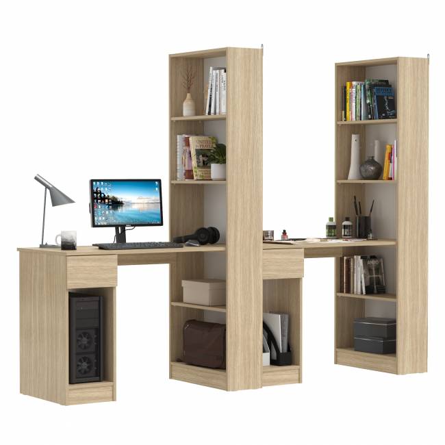 Комбинированные шкафы Лайт 10.01 с письменными столами с ящиком цвет плэйн