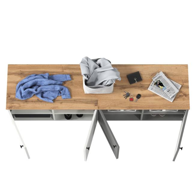 Две тумбы Остин 13.257 цвет белый шагрень/серый графит/дуб крафт золотой