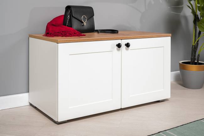 Две тумбы Остин 13.257 цвет белый шагрень/серый графит/дуб крафт золотой