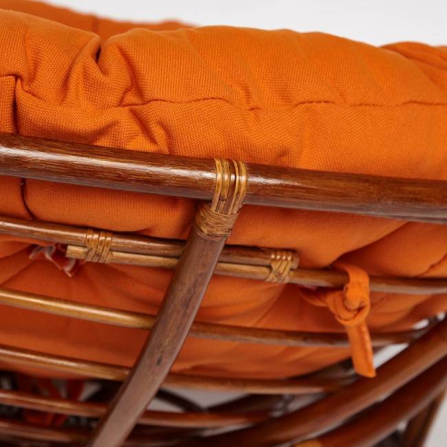 Кресло Папасан/Papasan (23/01 W) /с подушкой/ диаметр подушки 122см, 115х101х104см, пекан орех, ткань оранжевый, с 23 Pecan (орех)
