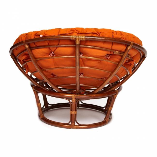 Кресло Папасан/Papasan (23/01 W) /с подушкой/ диаметр подушки 122см, 115х101х104см, пекан орех, ткань оранжевый, с 23 Pecan (орех)