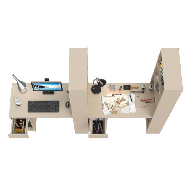 Лайт шкаф комбинированный с компьютерным столом 10.01 цвет сатин