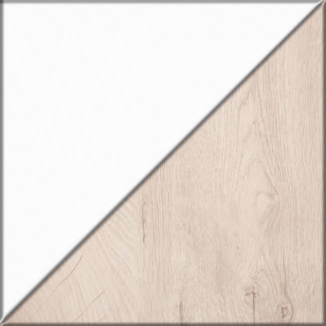 Две прикроватных тумбочки и кровать с основанием 1600 Муссон 11.41 цвет белый/дуб эндгрейн элегантный