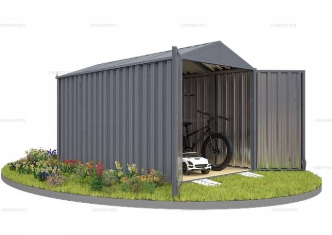 Хозблок SKOGGY секционный с двускатной крышей 4 х 2 м, брутальный серый