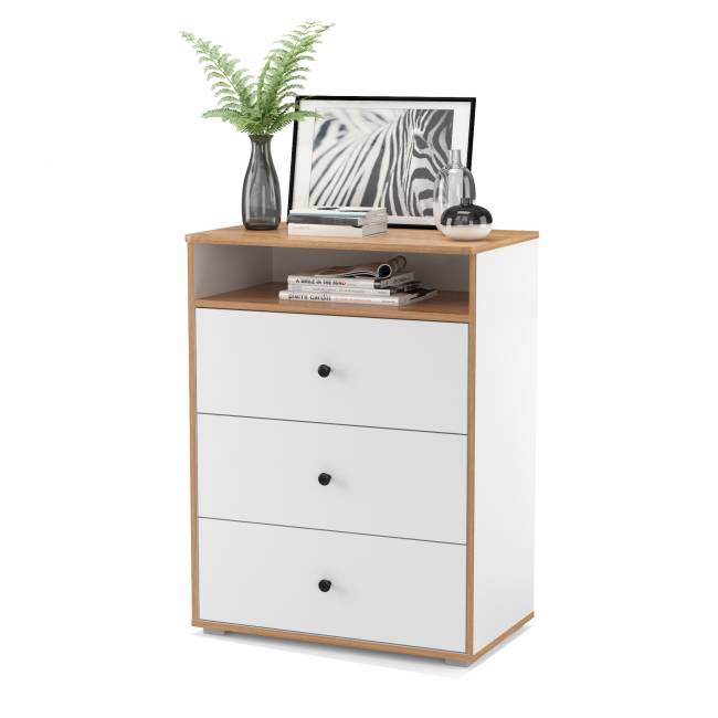 Комод Вуди 13.293 цвет белый премиум/дуб крафт золотой