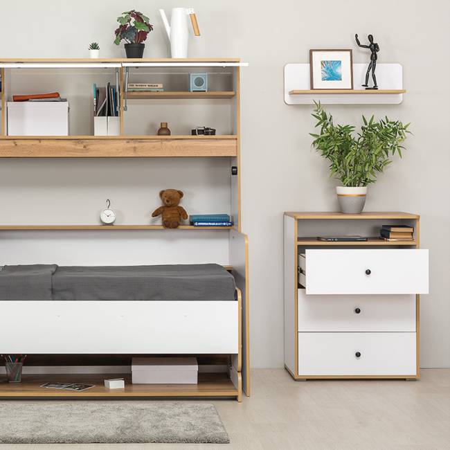 Комод Вуди 13.293 цвет белый премиум/дуб крафт золотой