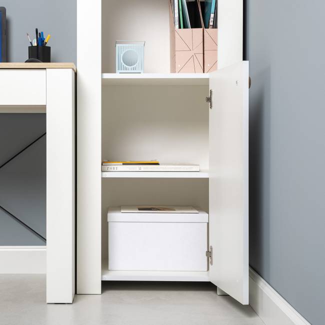 Шкаф торцевой Джастин 16.306 цвет белый шагрень/дуб белый эксклюзив