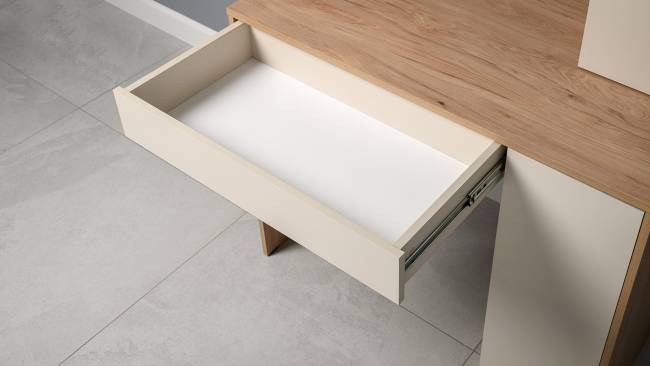 Компьютерный стол с системой хранения Комфорт 12.71 цвет гикори рокфорд натуральный/сатин