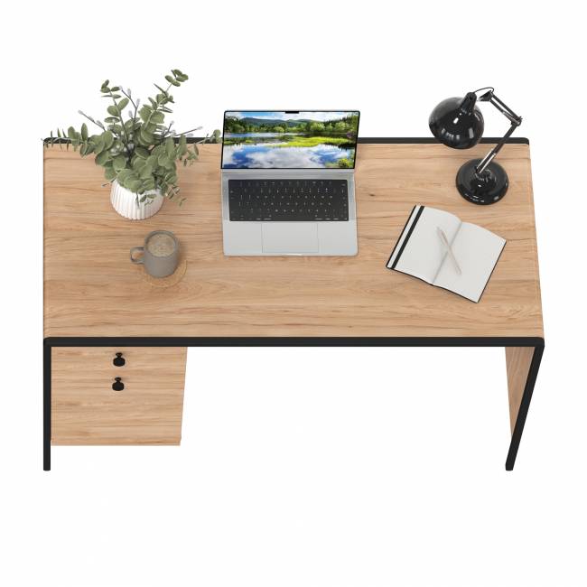 Стол письменный Брюс 12.157 цвет чёрный/Battle rock Santiago/столешница МДФ ель карпатская