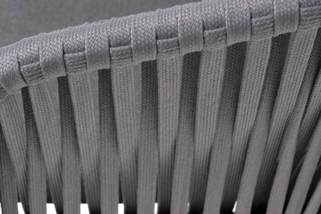 "Бордо" стул плетеный из роупа, каркас алюминий темно-серый (RAL7024) муар, роуп серый 15мм, ткань темно-серая 027