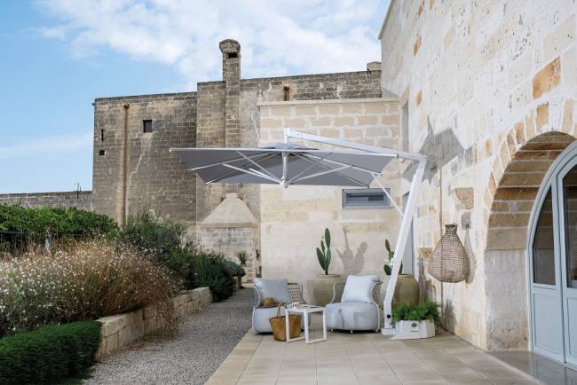 Зонт профессиональный 3х4 м Pompei Braccio белый, серо-коричневый 3000х4000 мм