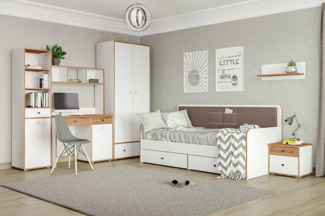 Полка Вуди 15.46 цвет белый премиум/дуб крафт золотой