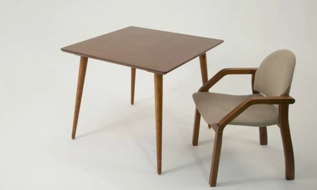 Стол Монте М 100 орех со стульями Джуно орех велюр бежевый