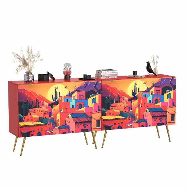 Два комода-тумбы Кармин цвет красный/белый