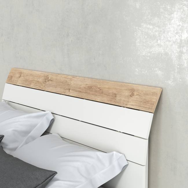 Кровать 1600 двуспальная Муссон 11.41 с основанием и комод с зеркалом цвет белый/дуб эндгрейн элегантный