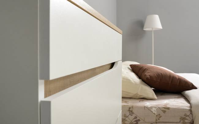 Кровать 1600 двуспальная Муссон 11.41 с основанием и комод с зеркалом цвет белый/дуб эндгрейн элегантный