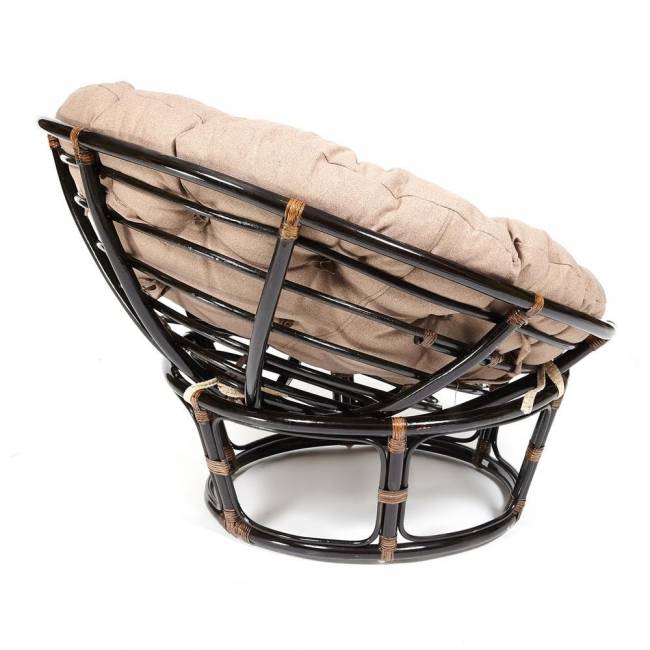 Кресло Папасан/Papasan (23/01 W) /с подушкой/ 115х101х104см, античный черно-коричневый, экошерсть коричневый, 1811-5 Antique brown (античный черно-коричневый)