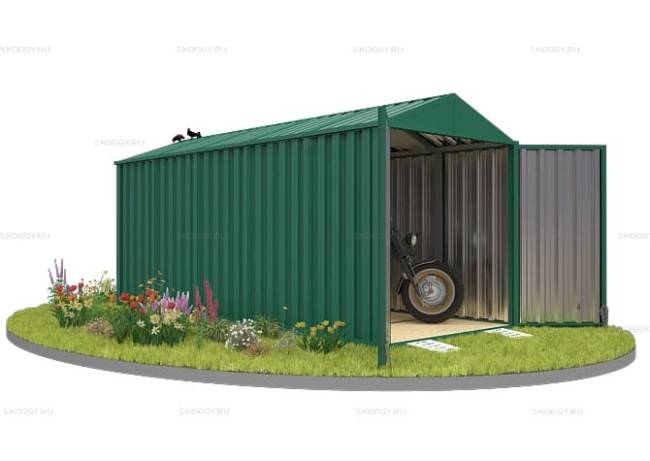 Хозблок SKOGGY секционный с двускатной крышей 5 х 2 м, зелёный мох
