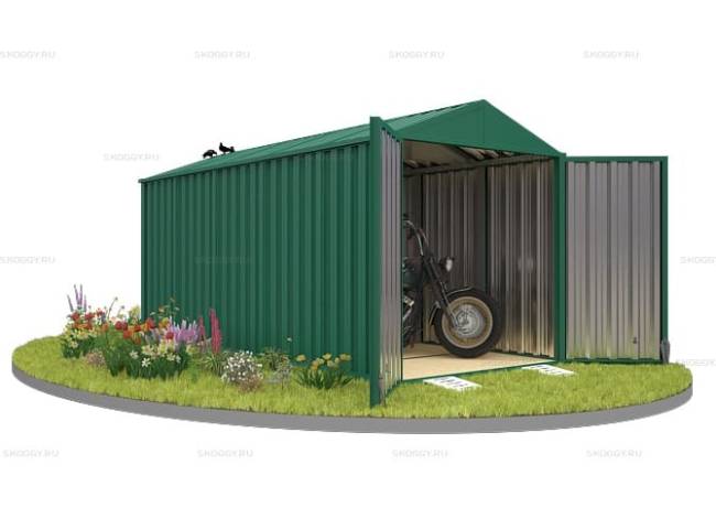 Хозблок SKOGGY секционный с двускатной крышей 5 х 2 м, зелёный мох