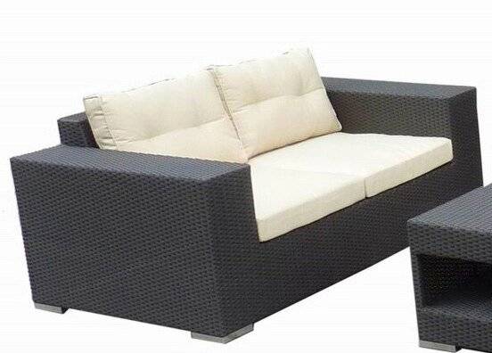 Диван 2-х местный "Ланта" из искусственного ротанга, черный, белый, коричневый