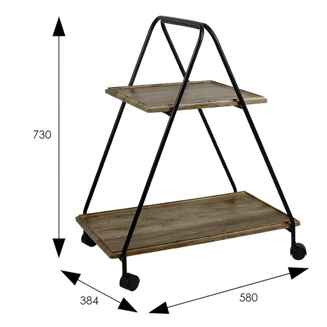Стол сервировочный Милн черный/дуб крымский состаренный