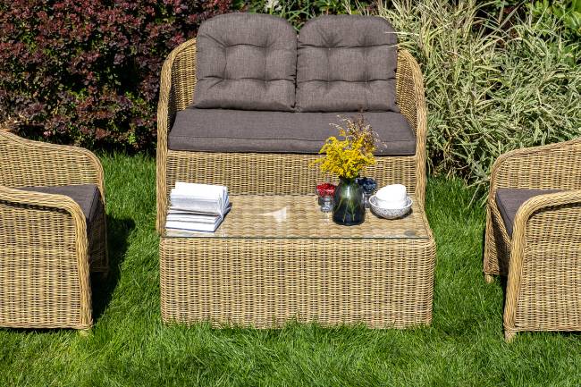 "Равенна" диван двухместный плетенный из ротанга, цвет соломенный