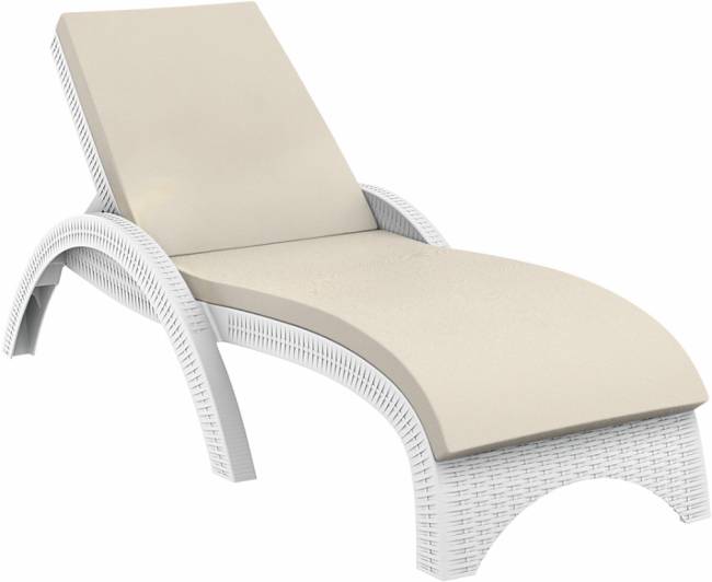 Шезлонг пластиковый с матрасом GS 1009 (Fiji) белый, слоновая кость 1870x730x340 мм Шезлонг пластиковый с матрасом GS 1009 (Fiji) белый, слоновая кость 1870x730x340 мм